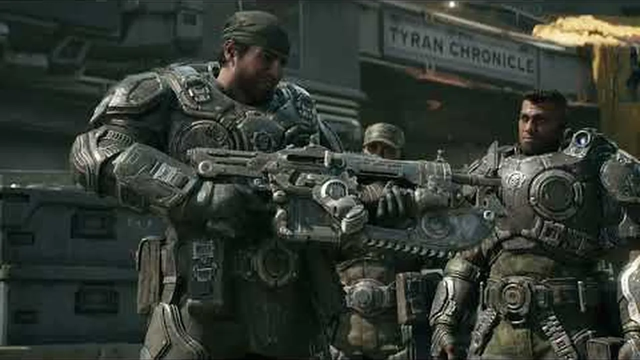 Marcus Fenix joven en Gears of War E-Day, el día que la Horda Locust emergió en Sera