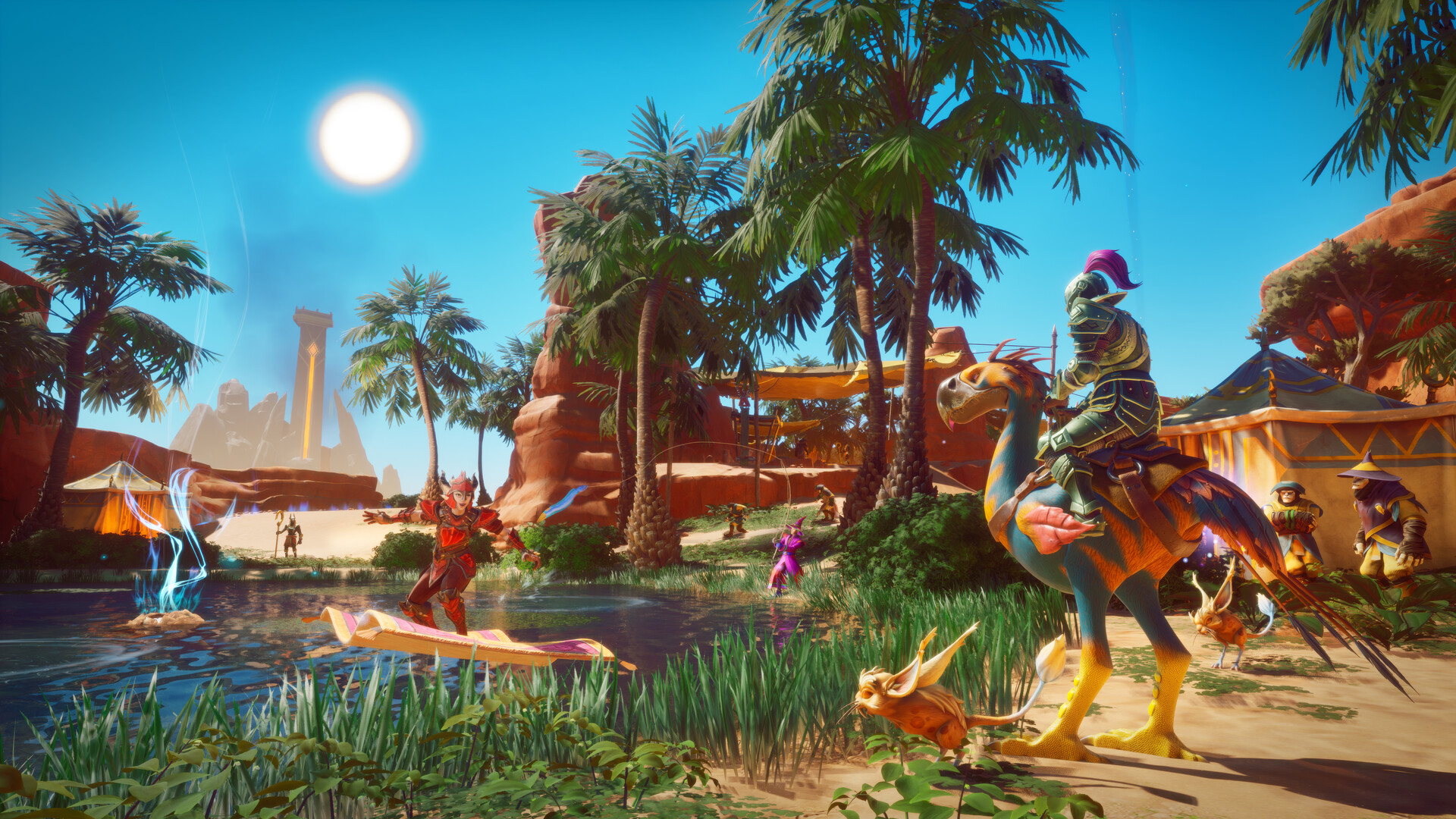 Exploradores en co-op en el continente de Ashenfall en RuneScape Dragonwilds para Nintendo Switch 2