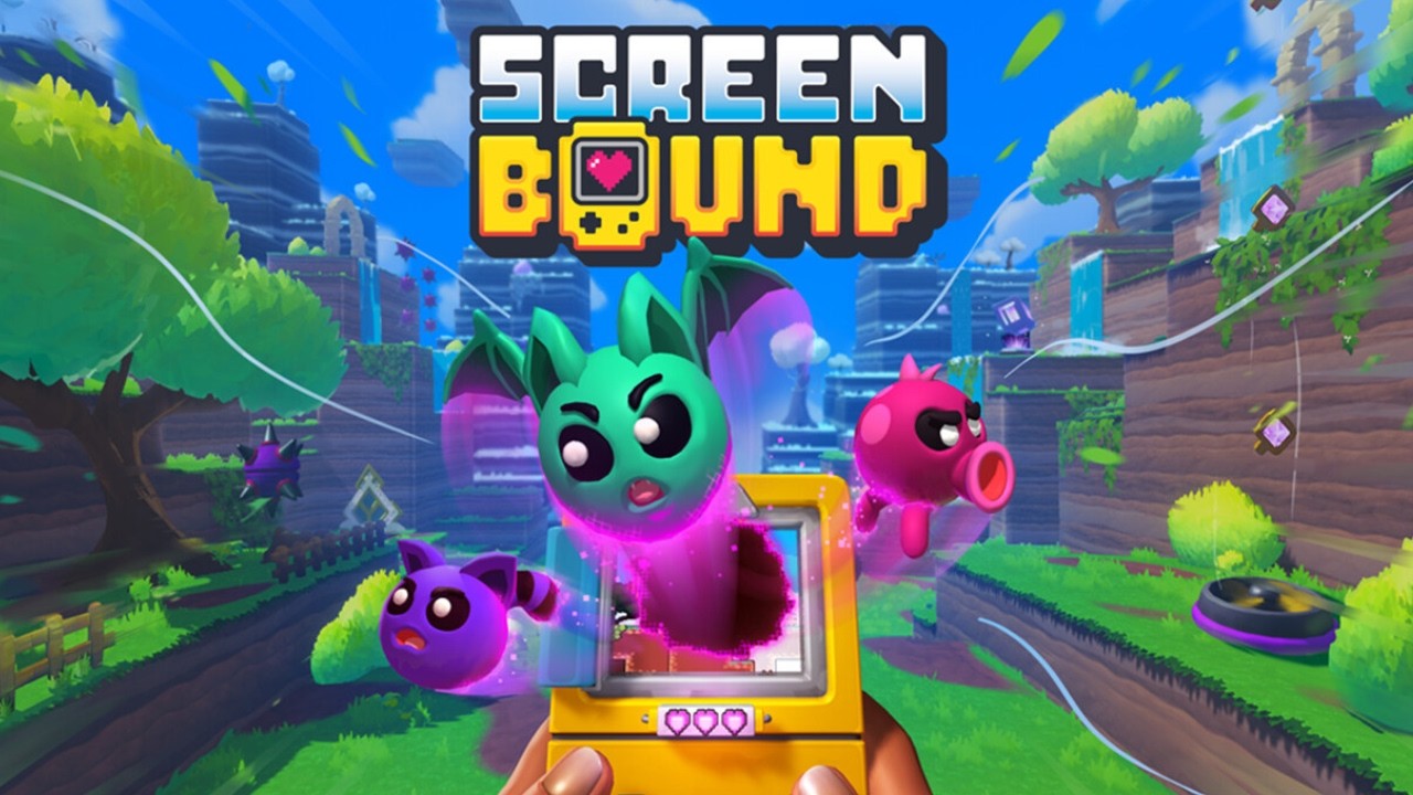 Personaje de Screenbound en el mundo 3D sosteniendo el Qboy con su version 2D en la pantalla