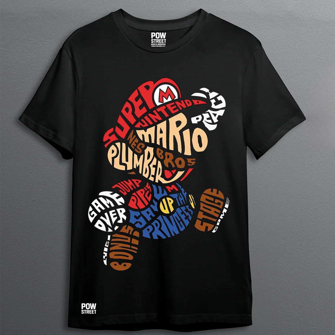 Remera Super Mario Tipografía